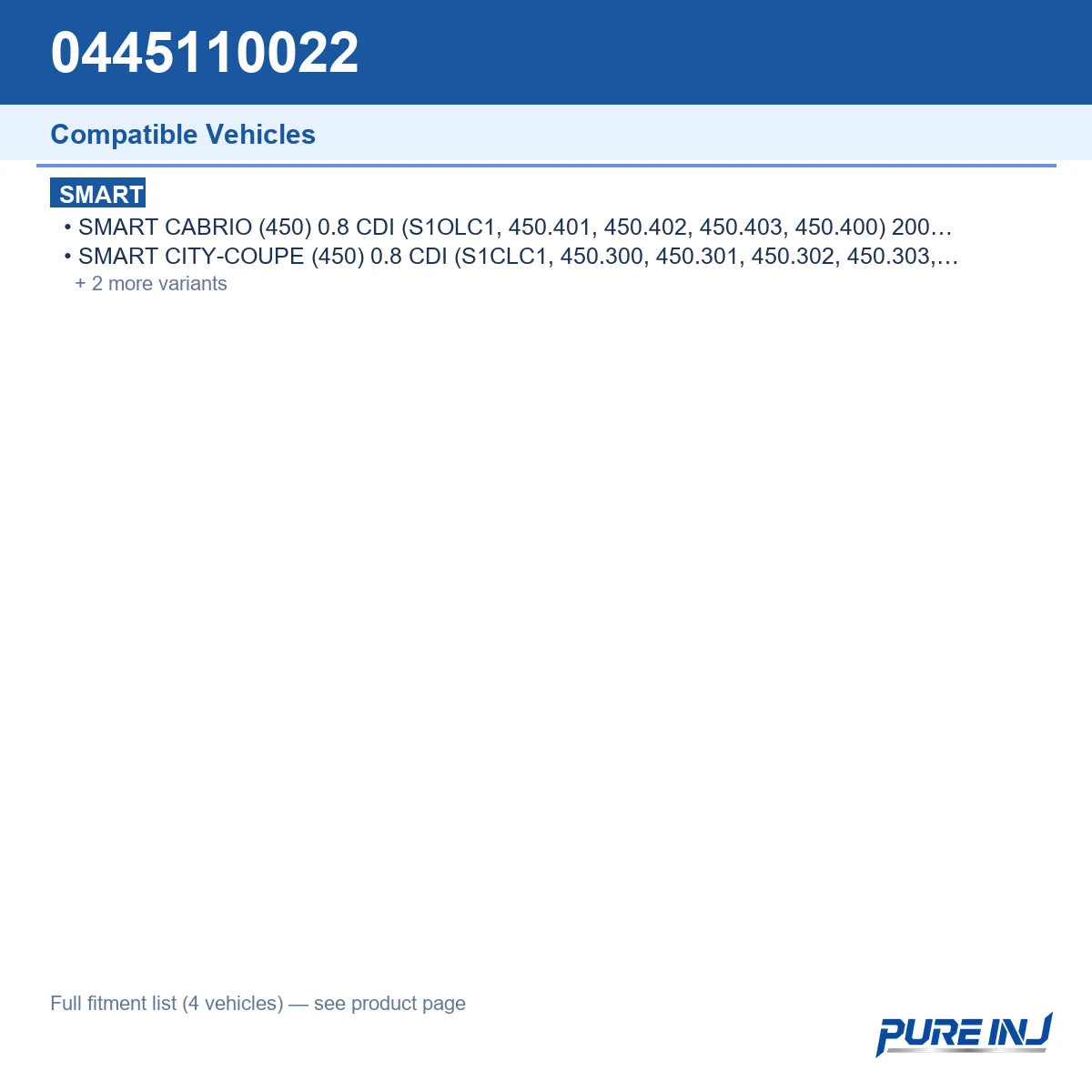0445110022 vehicle fitment reference guide